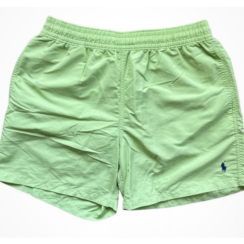 POLO RALPH LAUREN Men's Lime Green 80's Style Swim Trunks Board Shorts Sz Large